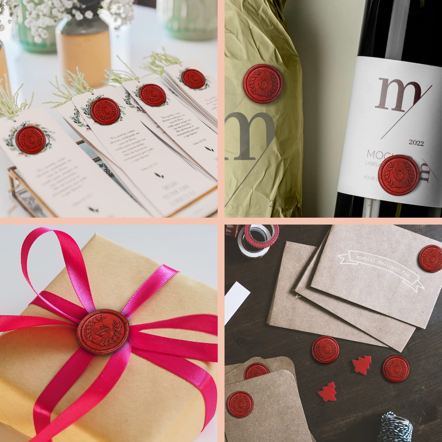 100Pcs Red Letter Z Adhesive Wax Seal Stickers, Hand-Made, No Need Seal Stamp, Tear and Use Wax Stickers for Wedding Invitations, Envelopes, Christmas Gift