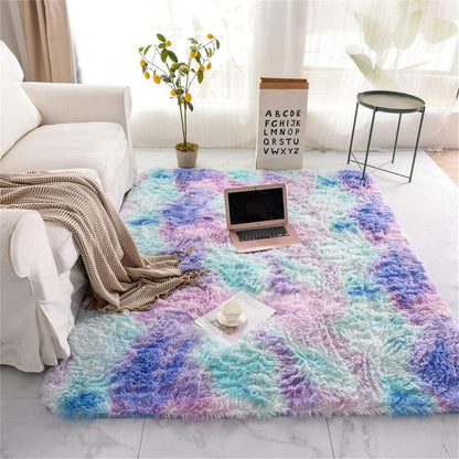 5' 8') A Nice Night Shaggy Fluffy Faux Fur Area Rug Door Mat,Tie Dye Style,Softest, Luxurious Shag Carpet Rugs