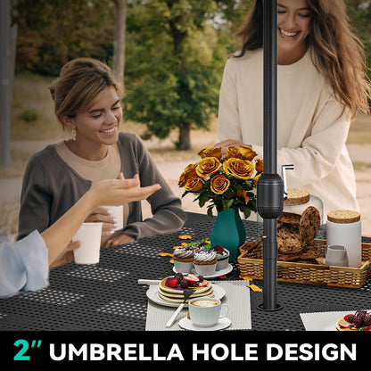 YITAHOME Coated Steel Picnic Table, 46" Heavy Duty Outdoor Picnic Table w/Sturdy Steel Frame & Umbrella Hole for Yard Patio Lawn Party, Square, Black