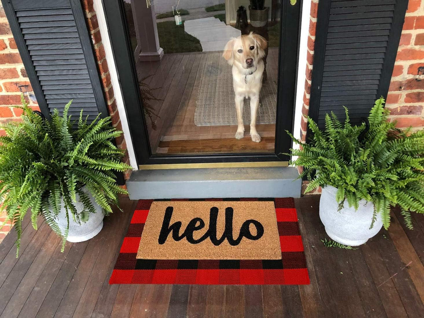 Ukeler Christmas Buffalo Check Rug, 2'×3' Machine Washable Buffalo Plaid Doormat for Front Porch/Kitchen