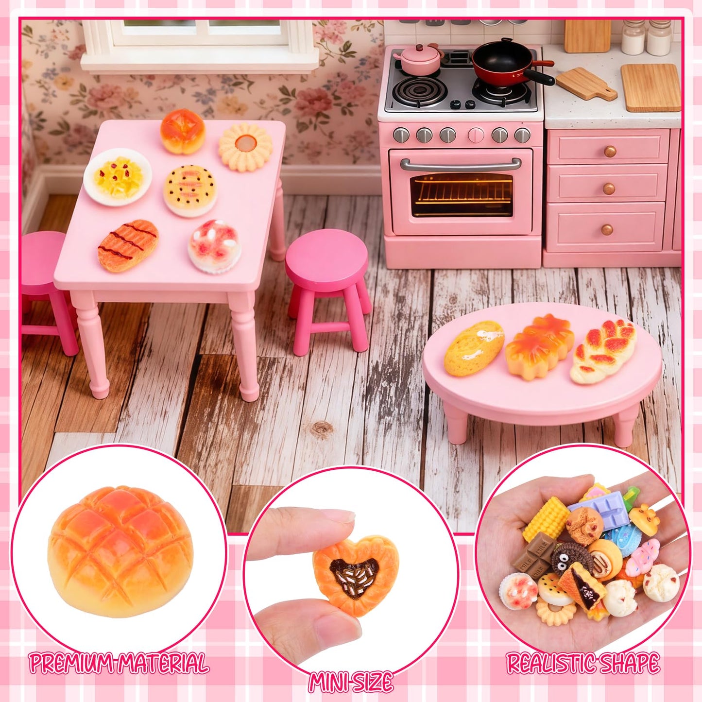 SelfTek 100 Pcs Mystery Food Blind Bags - Mystery Bag Mini Resin Food Figures Bulk, Miniature Food Party Favor for Mini Garden, Resin Craft Accessories Decorations, Cake Décor, GIF-ts