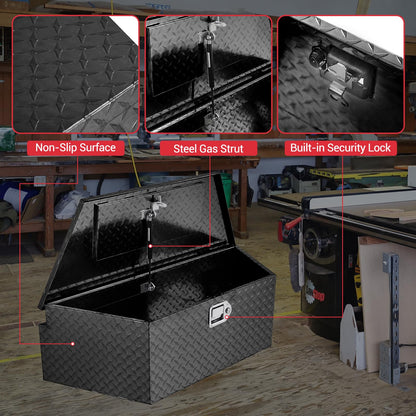 EliteEdge 39" Heavy Duty Aluminum Trailer Tongue Box with Lock – Waterproof Truck Tool Storage, Diamond Plate Utility Chest, Fits Pickup Beds, RVs, Flatbeds, Easy Install