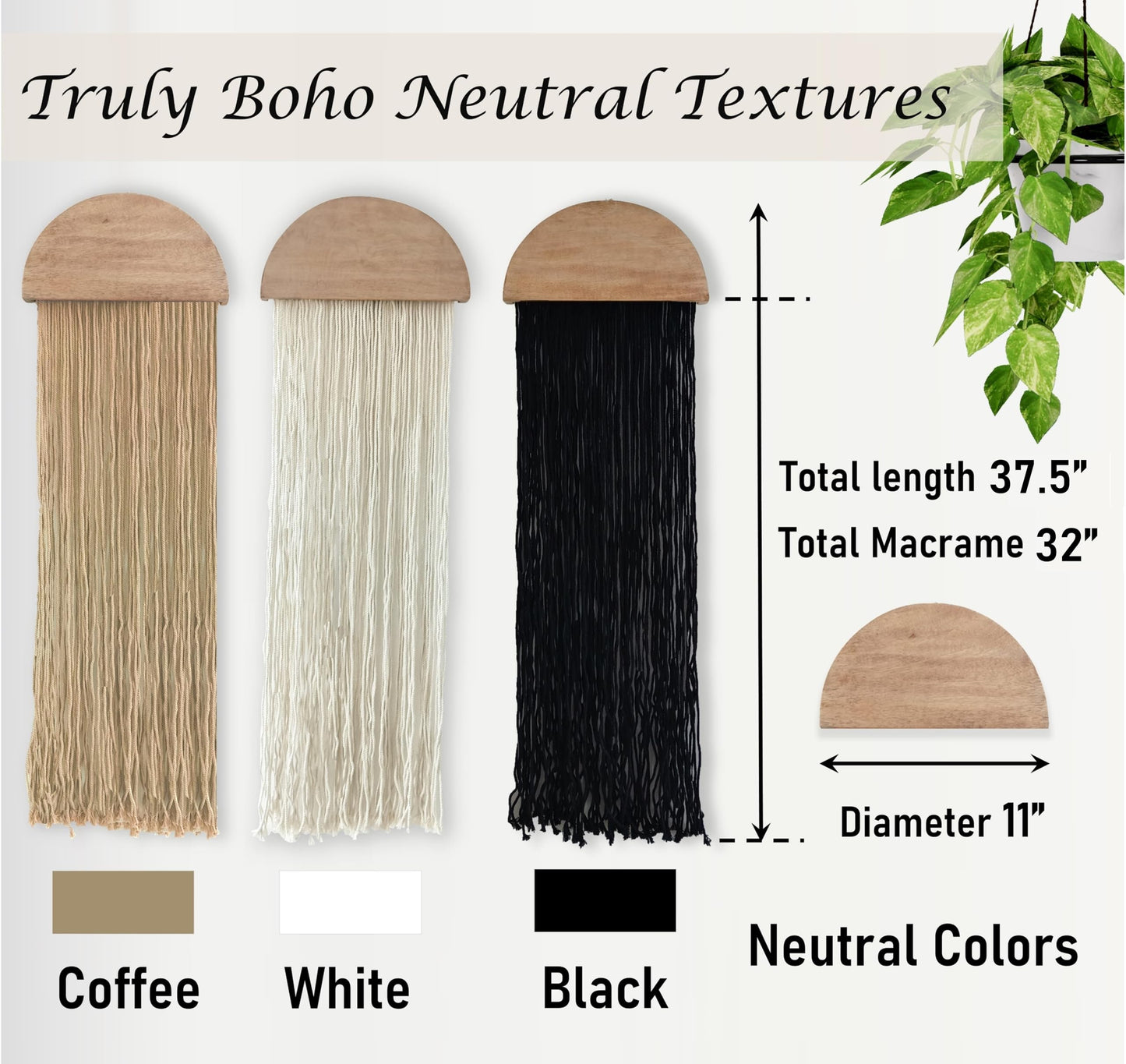 Induslyfe Macrame Wall Hanging 3 pcs Tapestry Woven Boho Home Chic Wall decor Bohemian Geometric Art Decor Bedroom Nursery Apartment Dorm Decoration Minimalistic Neutral Beige Black gift Birthday Xmas