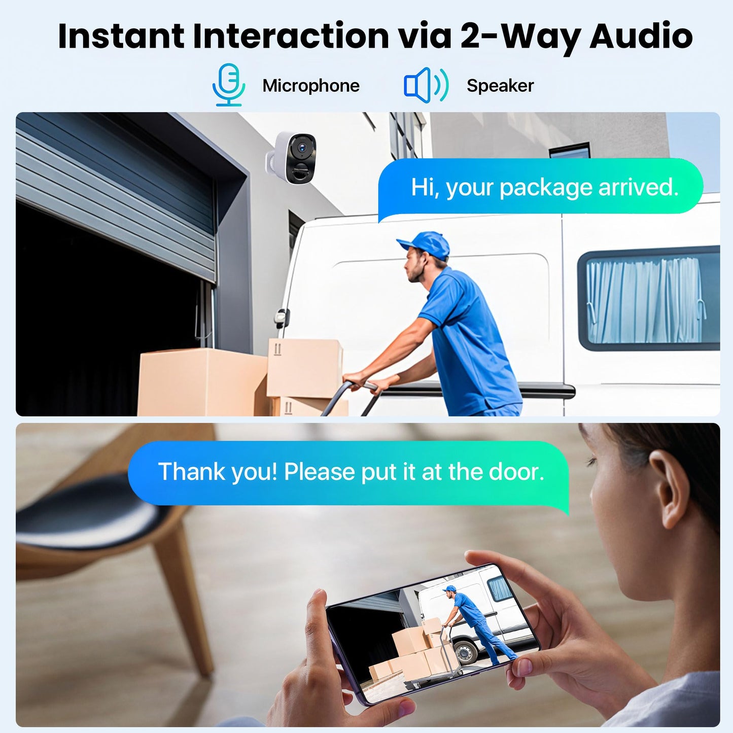 2025 Upgraded 2K Security Cameras Wireless Outdoor, Free Cloud Storage & Local SD Card Support, 1-6 Months Battery Life, Waterproof, 2-Way Talk, AI Motion Detection Spotlight Siren Alarm Camera