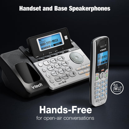 VTech Accessory Handset for DS6151 Series with 2-Line Cordless Phone, Suitable for Small Business or Home, Answering System, Expandable up to 12 Handsets, Intercom, Conference | DS6101 (Black/Silver)