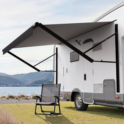 VEVOR Motorized RV Awning Complete Kit, 10' Retractable Awning with Aluminum Alloy Frame, Outdoor Trailer Awning, Fit for Most RVs(Black Fade)