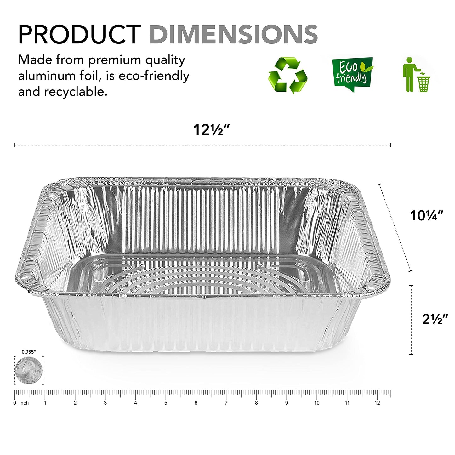 Stock Your Home Aluminum Pans 9x13 Disposable Foil Pans (30 Pack) - Half Size Steam Table Deep Trays - Tin Foil Pans Great for Cooking, Heating, Storing, Prepping Food