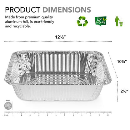 Stock Your Home Aluminum Pans 9x13 Disposable Foil Pans (30 Pack) - Half Size Steam Table Deep Trays - Tin Foil Pans Great for Cooking, Heating, Storing, Prepping Food