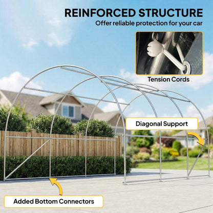 Outsunny 10' x 16' Carport, Heavy Duty Portable Garage Storage Tent with Large Zippered Door, Anti-UV PE Canopy Cover for Car, Truck, Boat, Motorcycle, Bike, Garden Tools, Outdoor Work, Beige