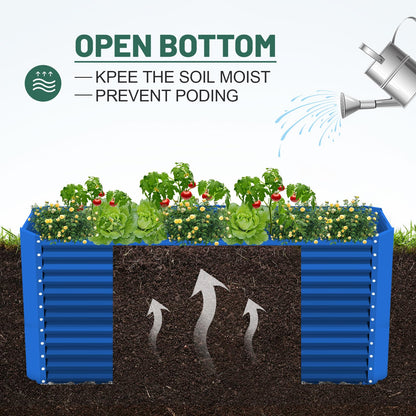 Land Guard 8x4x3ft Rectangular Galvanized Raised Garden Beds, Large-Capacity Metal Planter Box Outdoor, Durable Deep Raised Garden Bed 3ft Tall, Raised Beds for Gardening Vegetables, Royal Blue