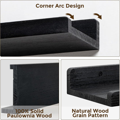 24 inch Set 2, RICHFOCUS Floating Shelves for Wall, Solid Wood Picture Ledge Shelf for Wall Storage, Nursery Book