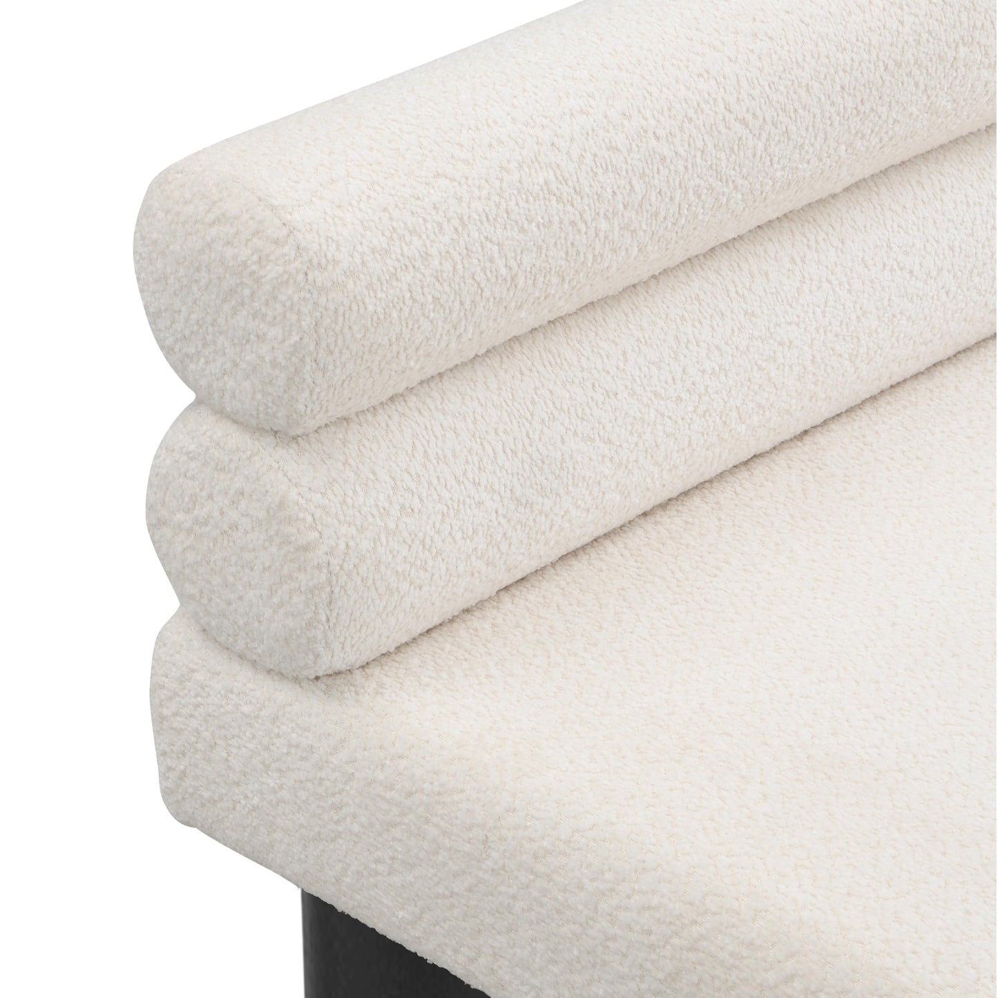 Christopher Knight Home Wally Boucle Upholstered Dining Bench, Modern Large Dining Room Chair, Entryway Ottoman Bench, Bedroom End of Bed Seating, Armless Desing and Wooden Frame, Milky White+Black