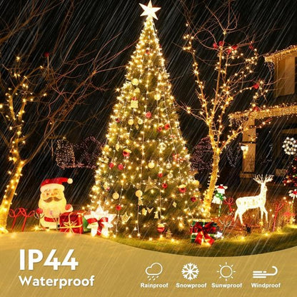 JMEXSUSS 400 LED Christmas Lights - 132 Ft Warm White String Lights with Remote | 8 Twinkle Modes for Indoor & Outdoor Holiday Decor