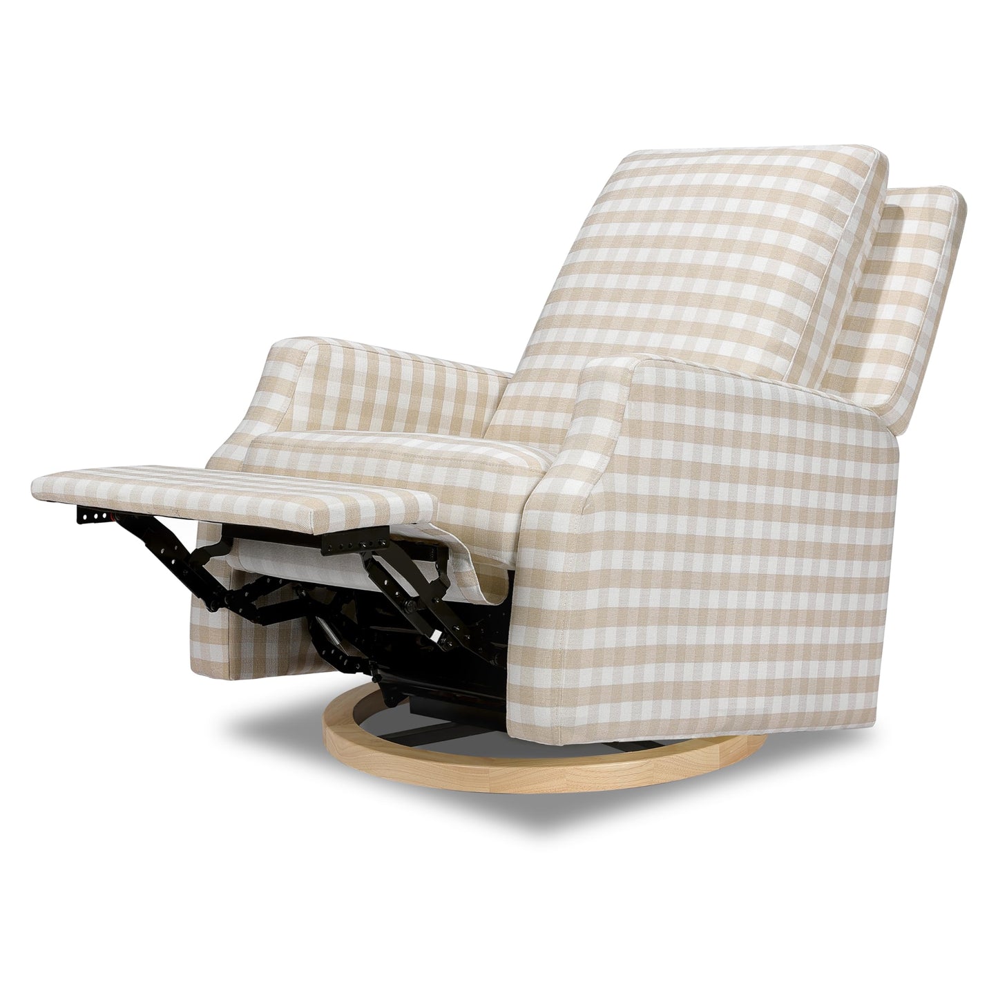 Namesake Crewe Glider Recliner Nursery Chair - GREENGUARD Gold & Certi-PUR US Certified Rocker Recliner - Glider Rocking Chair for Nursery & Living Room - Manual, 360° Swivel, Tan Gingham