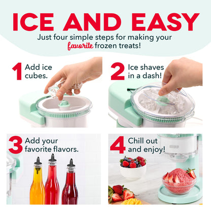 DASH Shaved Ice Maker and Slushie Machine (Aqua): Multi-Purpose Ice Shaver Machine for Homemade Shaved Ice, Snow Cones, Slushies, Cocktails & More with Stainless Steel Blades, Easy to Clean and Store