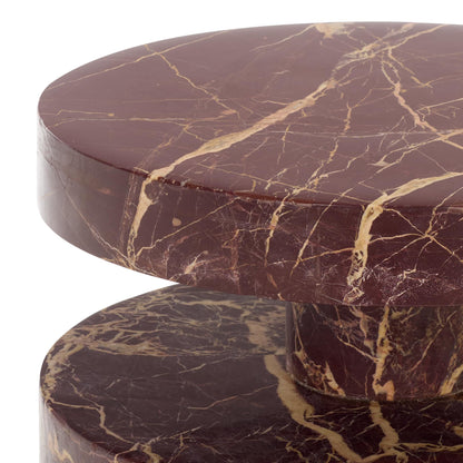 SAFAVIEH Couture Collection – Danny Red & White Stacked Round Marble Accent Table, Fully Assembled (SFV5766C)