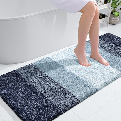 OLANLY Large Bath Rugs - Extra Soft Microfiber with Rubber Backing | Quick Dry, Washable, Airy Blue 54x24