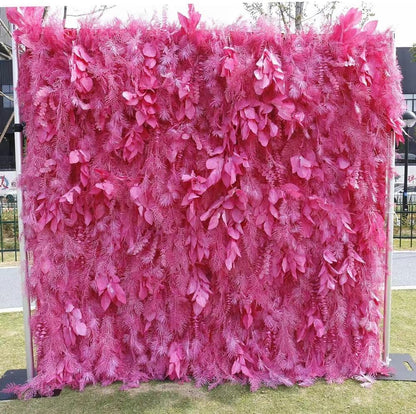 CVGfko Flower Wall Panels Backdrop Home Décor Pink Rime Artificial Floral for Wedding Party Bridal Shower Hanging 3D Fake Decoration for-3M*3M