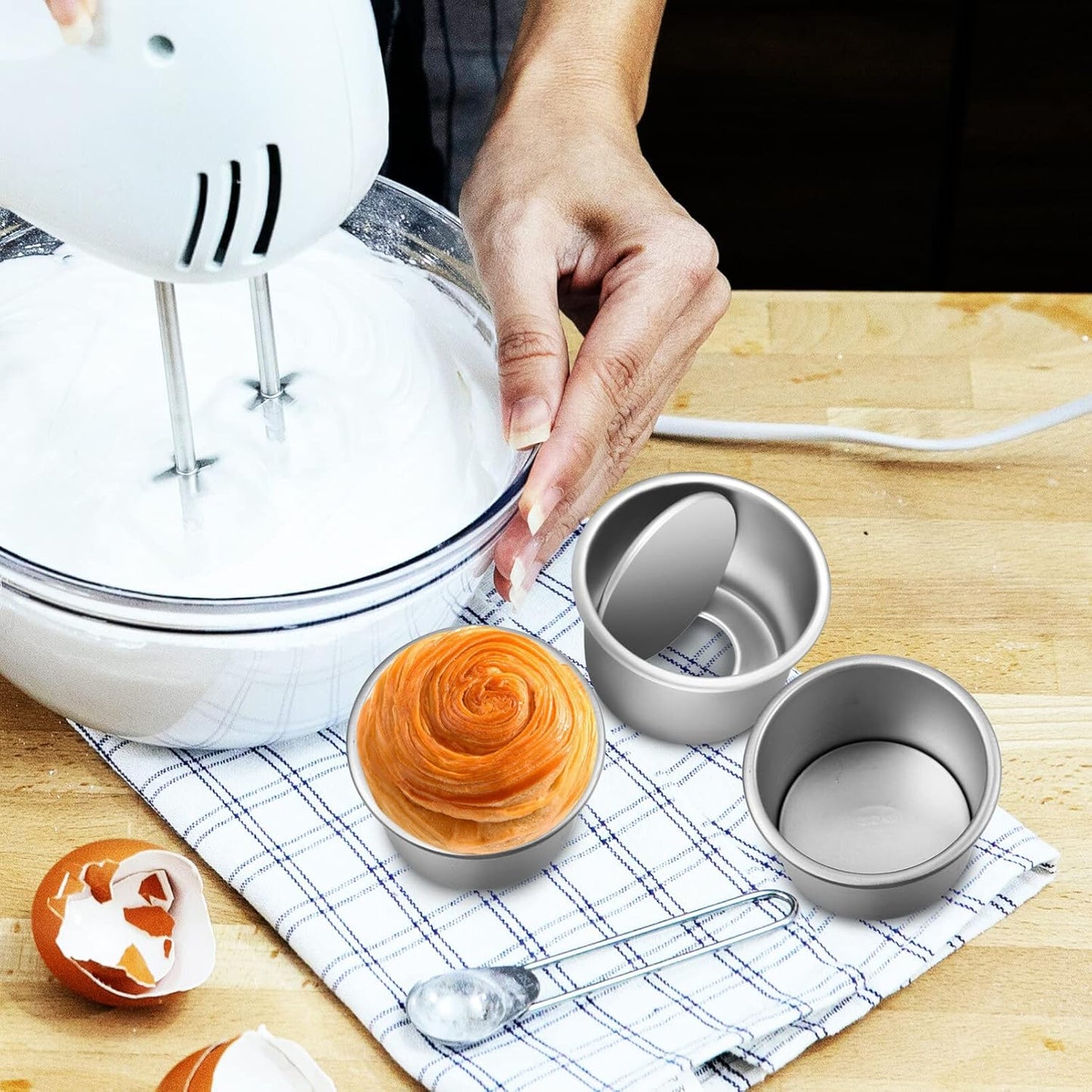 HOMSFOU 2 Inch Cake Pan Set of 4, Aluminum Alloy Round Baking Pans for Cupcakes, Brownies, Muffins