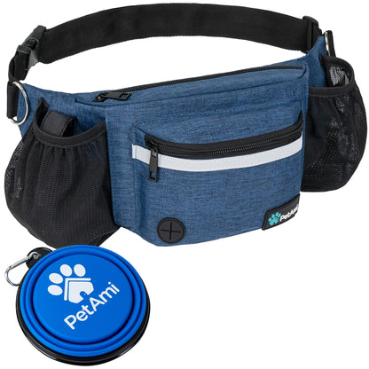 PetAmi Dog Fanny Pack, Treat Pouch for Dog Walking, Training, Built in Poop Bag Dispenser, Water Bottle Holder, Collapsible Bowl, Pet Treat Waist Belt for Hiking, Running, Kibbles (Camo Black)