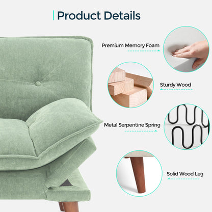 LINSY HOME Futon Sofa Bed, 70" Futon Couch with Adjustable Backrest and Armrest, Comfy Loveseat Convertible Folding Sleeper Sofa Couches for Small Spaces Living Rooms Apartment Office