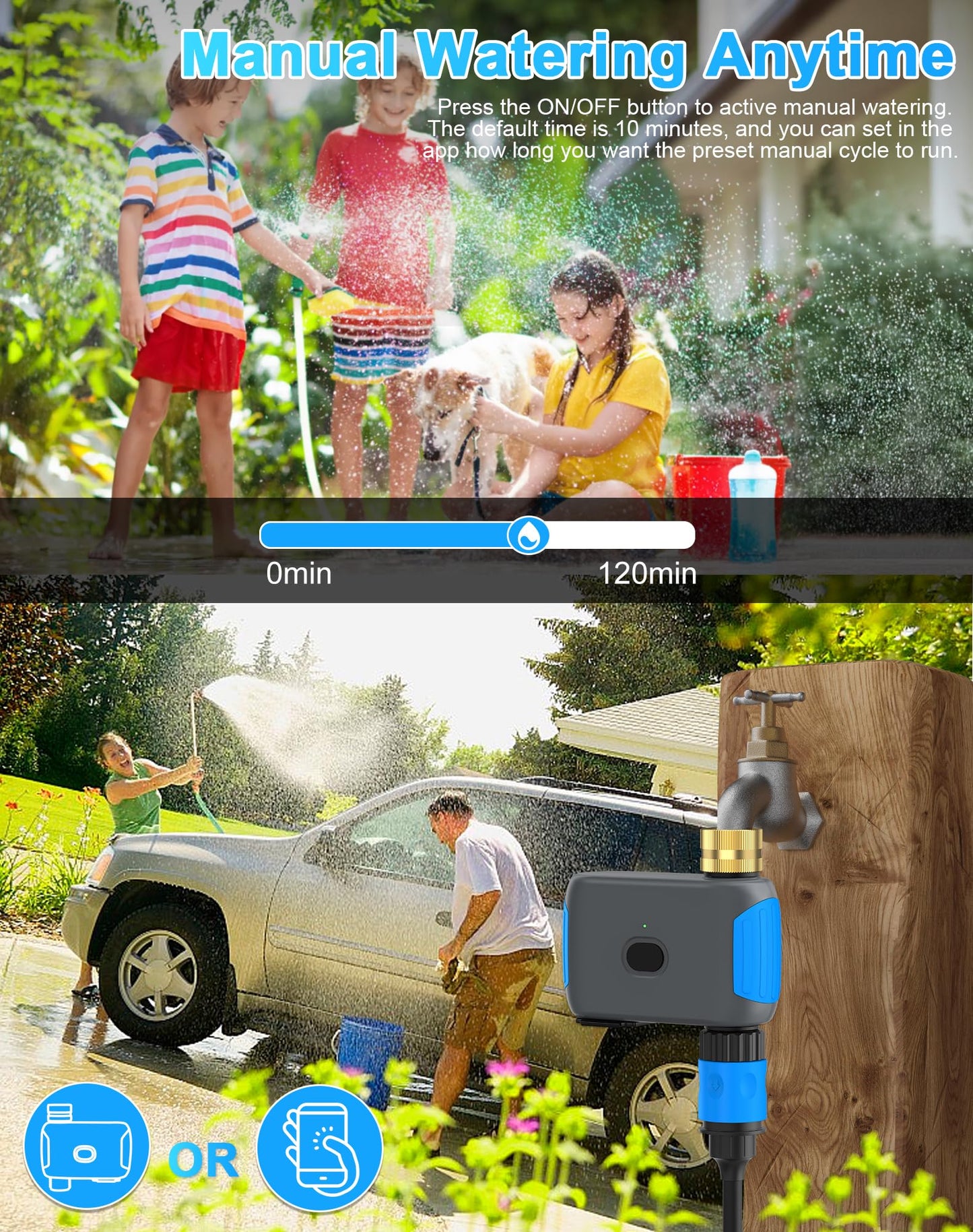 Smartale WiFi Sprinkler Timer, Smart Bluetooth Hose Timer, Programmable Automatic Irrigation System with Remote APP, Compatible with Alexa Google, Watering for Outdoor Garden Yard Lawn, 1 Outlet