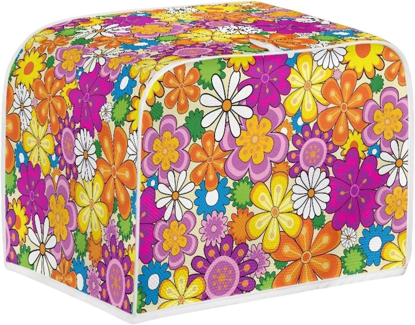 Daisy Print Food Toaster Cover, Multicolor Floral 2 Slice Wide Slot, Anti-dust Small Appliance Cover