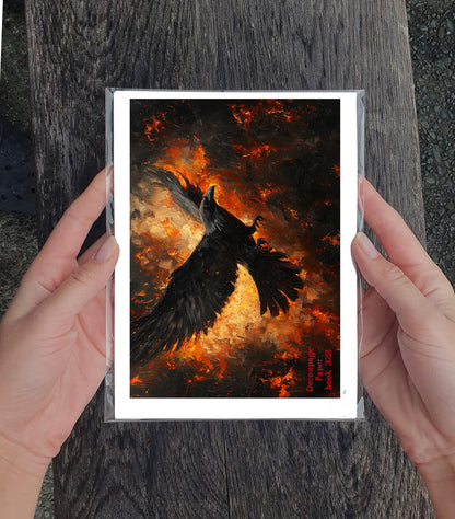 Decoupage Paper Pack (35 Sheets 6"x8") Raven Shadows: Majestic Black Ravens in Dramatic Moonlit and Fiery Sunset Scenes with Gothic, Mythical and Hauntingly Beautiful Elements FLONZ Vintage