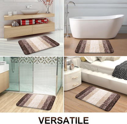 OLANLY Bathroom Rug Set - Soft Absorbent Microfiber Mats | Non-Slip, Plush Shaggy, Brown (30"x20"+24"x16")