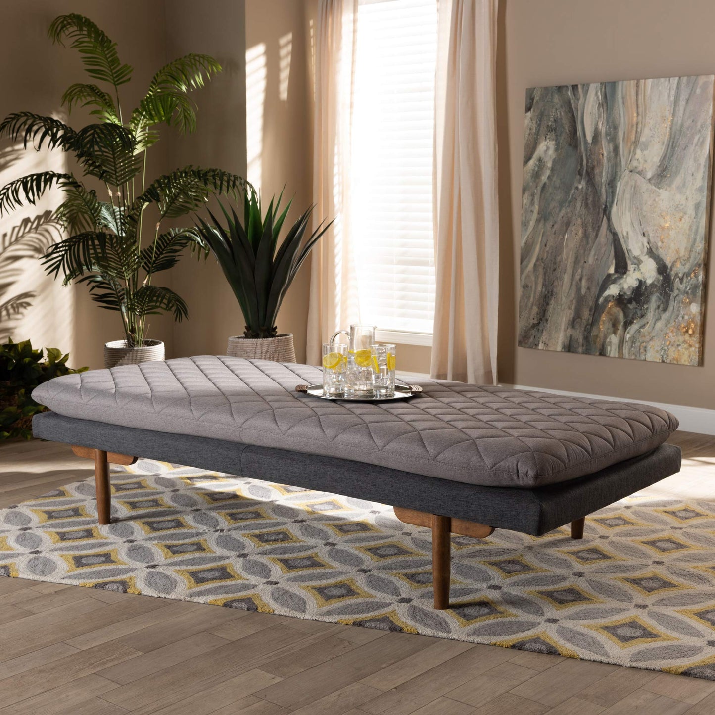 Baxton Studio Daybed, Single, Grey/Walnut
