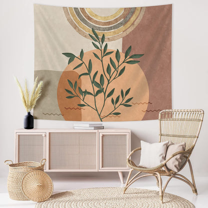 SUOTEMEIFEI Boho Plant Art Tapestry,retro Plants Tapestry Sunset Landscape Abstract Aesthetic Wall Bedroom Living Room Decor College Dorm Wall Hanging