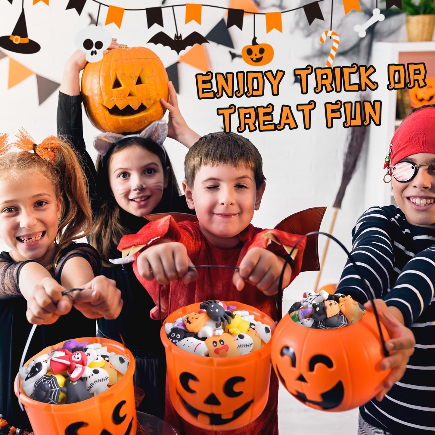 Halloween Mochi Squishy Toys for Kids Halloween Party Favors Goodie Bags Fillers Stuffers Squishies Halloween Treats Bags Gifts Squishy Fidget Toys Stress Relief Squeeze Toys Prizes for Kids
