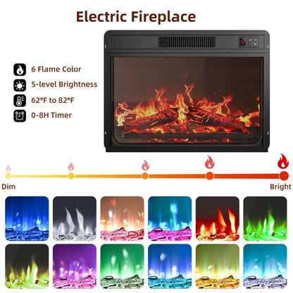IDEALHOUSE Fireplace TV Stand, Entertainment Center with Fireplace, Farm TV Cabinet with Cupboard Door, Suitable for Living Room and Bedroom