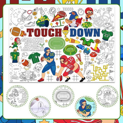 HOWAF Football Coloring Poster with 24 (12 Colors) Paint Pens, Touch Down Football Giant Coloring Poster Game Tablecloth Banner for Football Birthday Gift Party Supplies Classroom Art Craft Suppiles