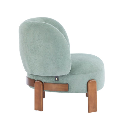 Christopher Knight Home Lily Solid Wood Wingback Accent Chair, Fabric Upholstered Club Chair, Curved Backrest Single Sofa, Comfy Reading Lounge Chair for Living Room, Soft Cushion Seating, Green