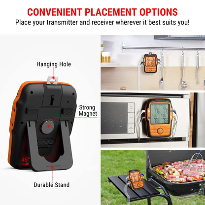 ThermoPro TP27 500FT Long Range Wireless Meat Thermometer for Grilling and Smoking with 4 Probes Smoker BBQ Grill Kitchen Food Cooking Digital Thermometer for Meat