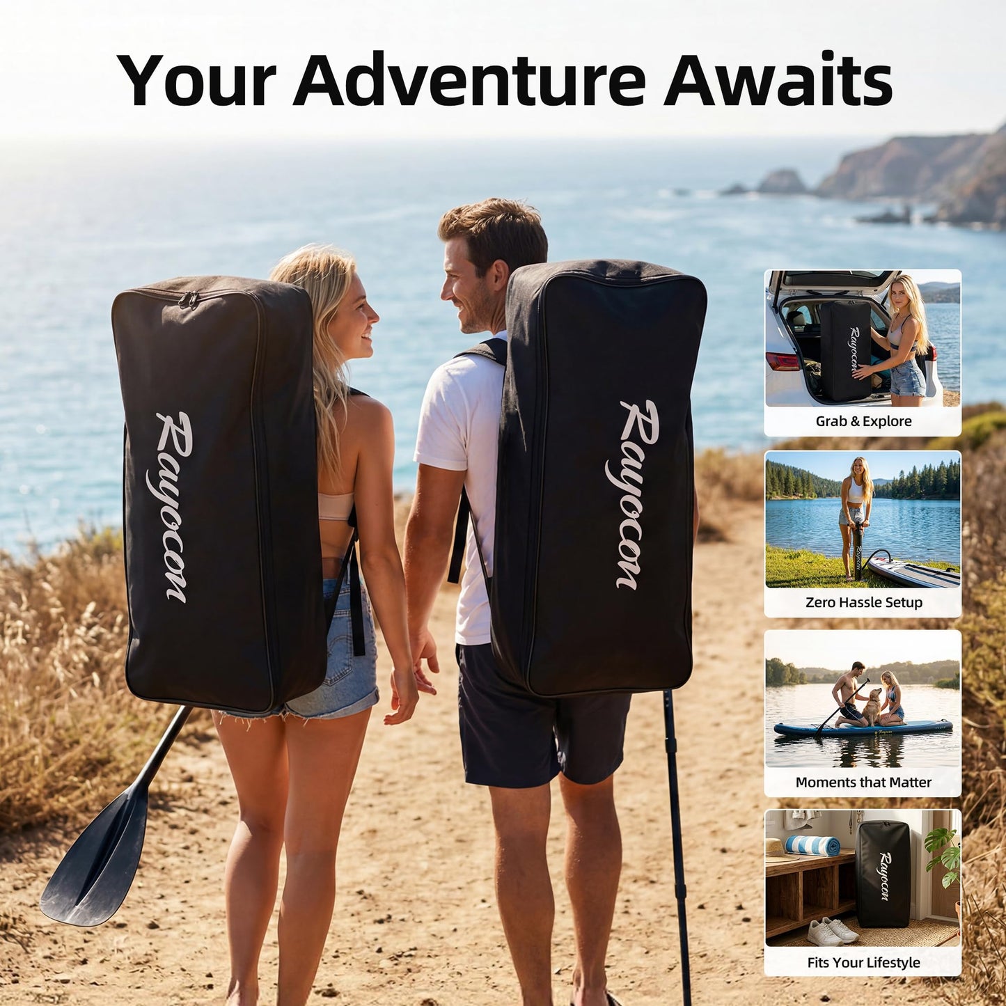Inflatable Stand Up Paddle Board 11'×34" Extra Wide SUP, Ultra-Stable for Adults & Dog, 450lbs, Dual Chamber Pump, Fiberglass Paddle, Military Grade Dual Layer, Sea Turtle Guardian Design Deep Blue