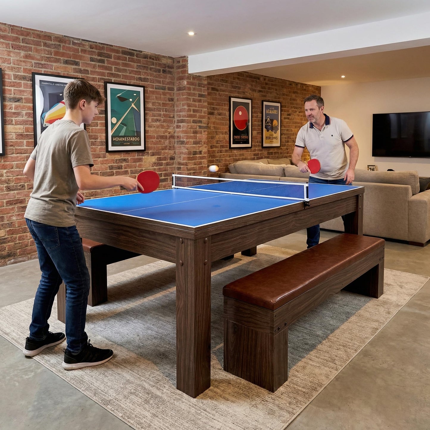 ComeWay 63"x40" Board Game Table with Rotating Cup Holders for 4 Players, Gaming Dining Table with Removable Table Top & Non-Slip Play Mat, Multifunctional Table with for DND/Poker/Mahjong/Card Games