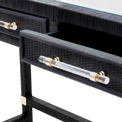 Tov Furniture Amara Charcoal Rattan Desk