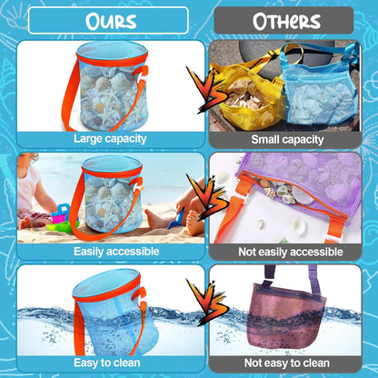 Beach,2PCS Vodolo Sea Shell Bags for Large Mesh Seashell Holder for Adults,Shelling Collecting Tools Travel Sand Toys