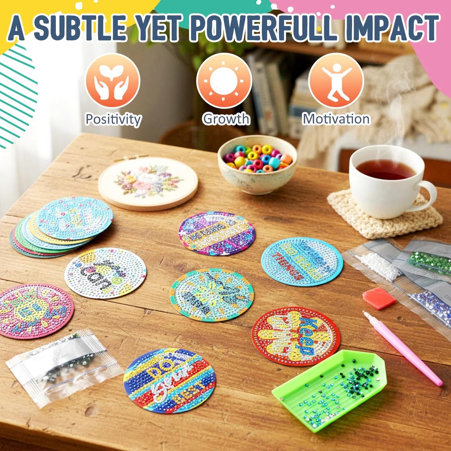 Relaxweex 16 Pcs Diamond Inspirational Refrigerator Magnets Gifts Diamond Motivational Painting Refrigerator Magnets DIY Positive Affirmation Emblems Gifts for Adults Locker Whiteboard Home Crafts