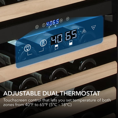 Whynter BWR-0922DZ 92 Built-in or Freestanding Stainless Steel Dual Zone Compressor Large Capacity Wine Refrigerator Rack for Open Bottles and LED Display, Dark Grey