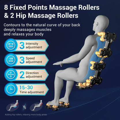 Mazzup Full Body Zero Gravity Shiatsu Massage Chair with Fully Assembled, LCD Screen, Shortcut Keys, USB Charging Port, Heat, for Loved Ones, Parents, Black