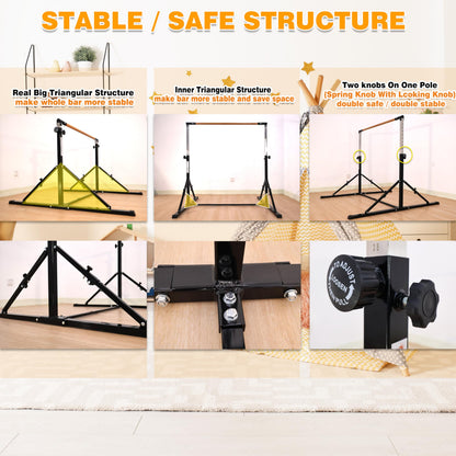 Marfual 5 Ft Fold Gymnastic Bar with Mat Kip Bar with Mat with Professional 4 Ft Width for Kids and Girl and Teenage Home and Club Use