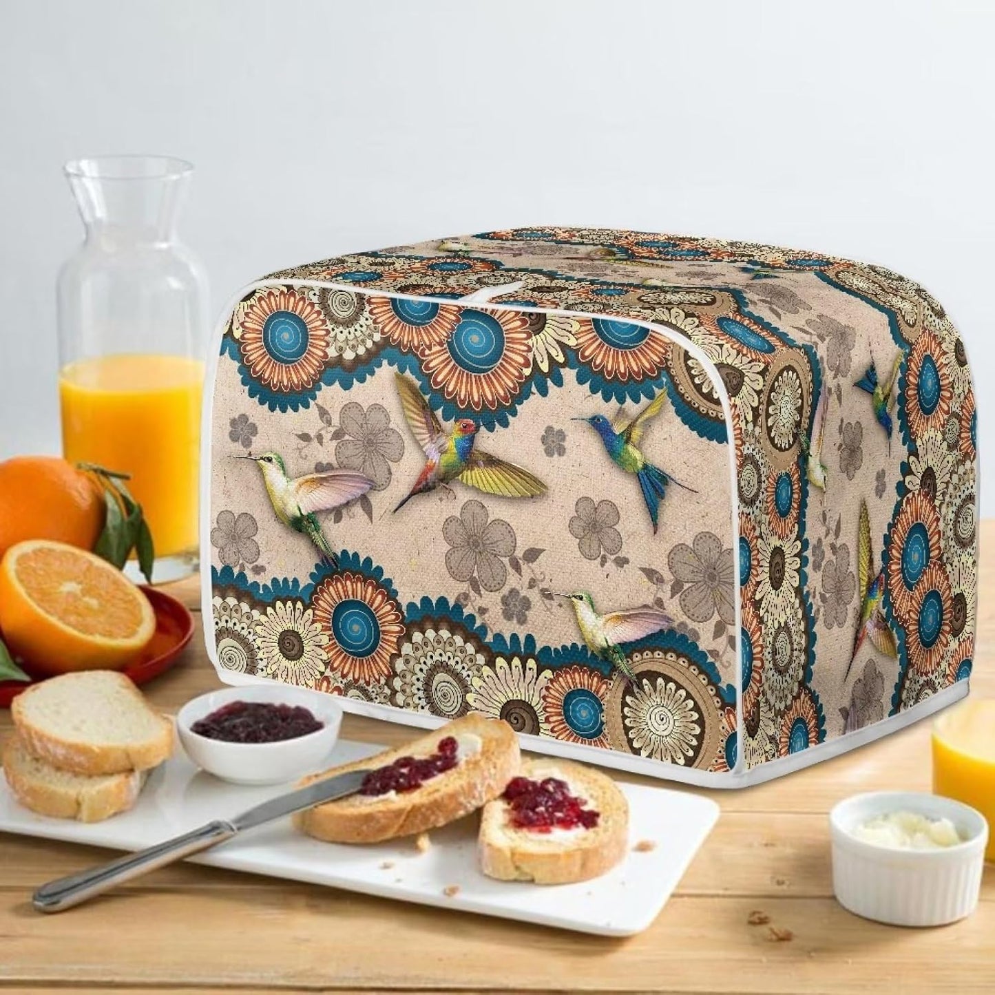 Talayituse Boho Mandala Hummingbird Print Toaster Cover, 2 Slice Wide Slot, Lightweight, Washable Dust Protection Bag