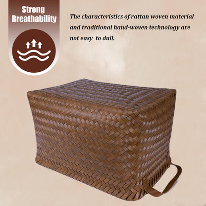BROWNLILY Handwoven Clothes Basket Laundry Hampers Large Wicker Storage Baskets for Shelves Blankets Closet Storage Bins Car Bedroom Bathroom Organizers and Storage Bath (Pack of 4, Brown)