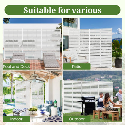 Trygoal Privacy Screen Outdoor 60" Hx35 W Freestanding Privacy Panel with Stand, HDPE Decorative Privacy Fence with Sandblasting Louver Pattern, Patio Divider Screen, Privacy Screens for Outside