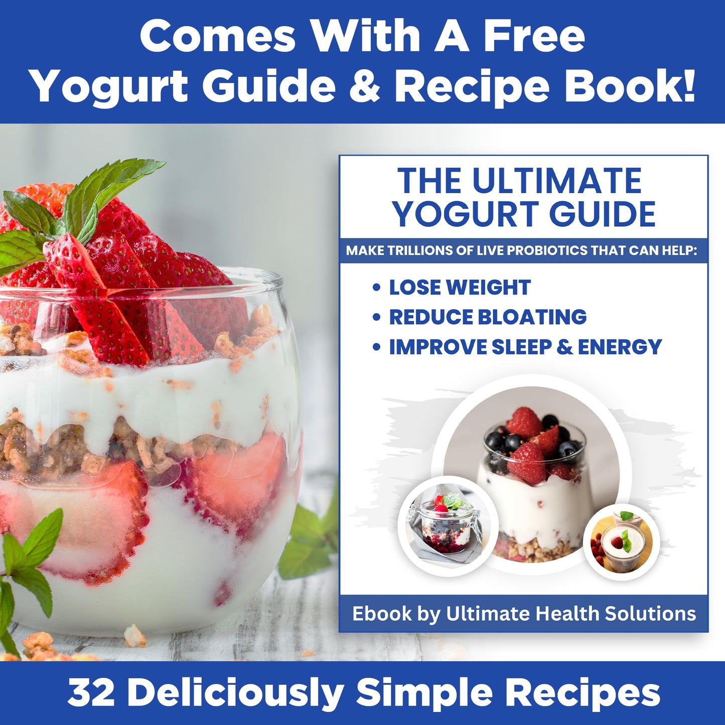 Ultimate Probiotic Yogurt Maker XL, Adjustable Time & Temperature Control, 50% More Capacity with 12 x 6oz Yogurt Jars, Make Trillions of Probiotics for Gut Health, ULTIMATE LIFETIME WARRANTY