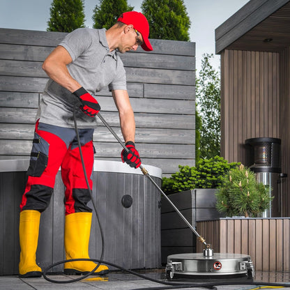 TRELVEX Pressure Washer Surface Cleaner with 4 Wheels 4000 PSI Stainless Steel Housing 1.8 to 3.7 GPM Water Flow Pressure Washer Attachment 1/4" Quick Connector for Patios, Driveways (18")