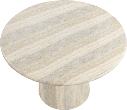 Meridian Furniture 701Travertine-T Cosenza Collection Art Deco 48.5" Indoor/Outdoor Concrete Dining Table with Travertine Finish, 48.5" W x 48.5" D x 30" H, Travertine